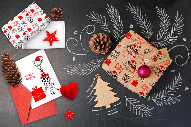 Collezione di risorse grafiche, biglietti d'auguri, illustrazioni e pattern di Natale